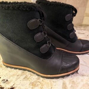 UGG Black Winter Wedge Boots
